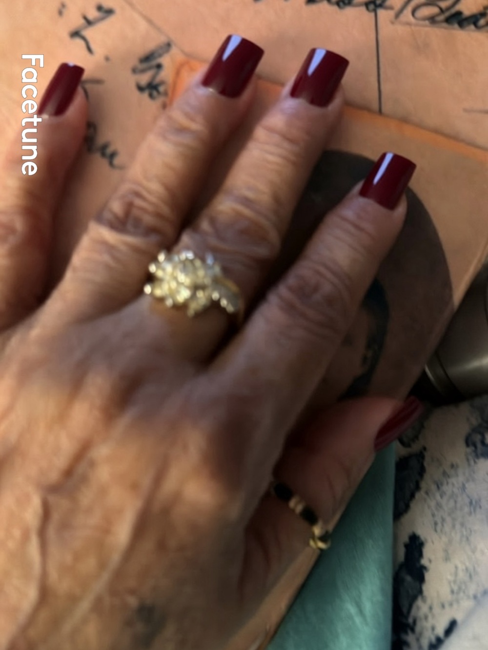 Gold Floral Cluster Ring with Clear Stones - Women